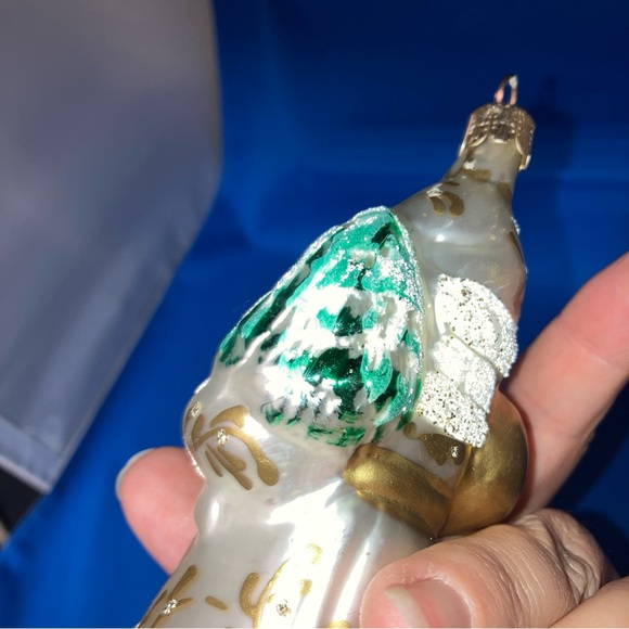 VTG Blown Glass SANTA Father Christmas Ornament CZECH REP St Nicholas gold White - Picture 8 of 11